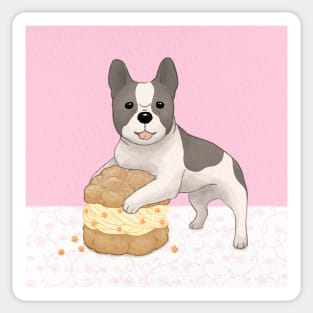 Cute Bulldog & Cream Puff Illustration Art Sticker